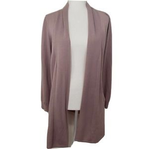 North South Merino - 100% Fine Merino Wool Open Front Cardigan, Mauve Co…